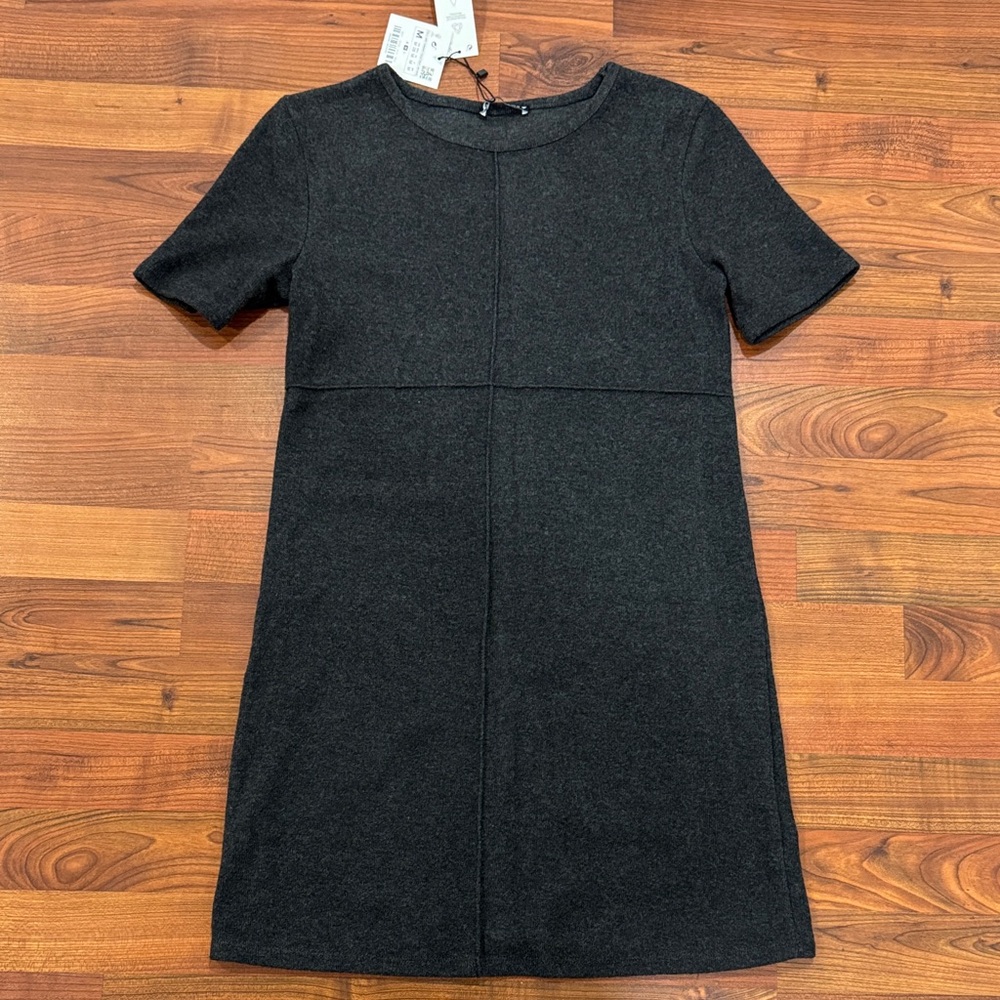 Zara Charcoal Short Sleeve Mini Dress